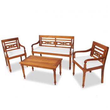 ARDEBO.de - 4-tlg. Garten-Lounge-Set mit Auflagen Massivholz Teak