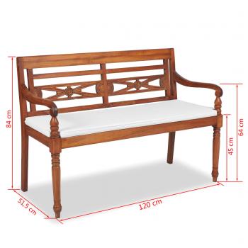 Batavia Gartenbank mit Polstern 120 cm Teak