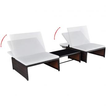 Outdoor-Lehnstühle 2 Stk. mit Tisch Braun Poly Rattan