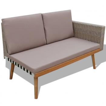 4-tlg. Garten-Lounge-Set mit Auflagen Poly Rattan Grau