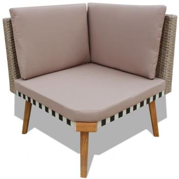 4-tlg. Garten-Lounge-Set mit Auflagen Poly Rattan Grau