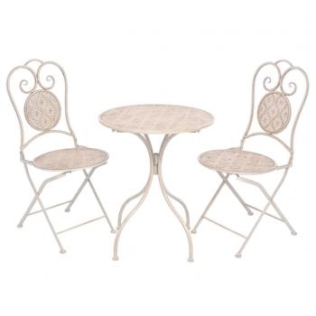 ARDEBO.de - 3-tlg. Bistro-Set Stahl Grau-Weiß