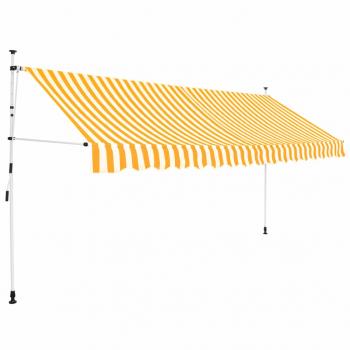 ARDEBO.de - Einziehbare Markise Handbetrieben 350 cm Orange/Weiß Gestreift