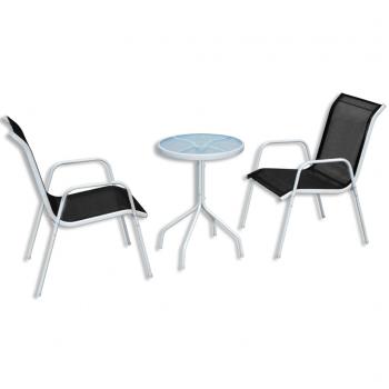 ARDEBO.de - 3-tlg. Bistro-Set Stahl Schwarz