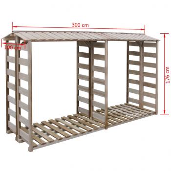 Brennholz-Lagerschuppen 300x90x176 cm Kiefernholz Imprägniert