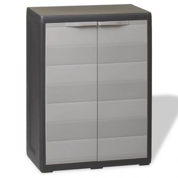 ARDEBO.de - Gartenschrank mit 1 Regal Schwarz und Grau