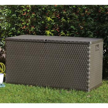 Garten-Aufbewahrungsbox Braun 120x56x63 cm PP Rattan