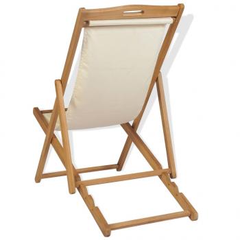 Liegestuhl Teak 56x105x96 cm Creme