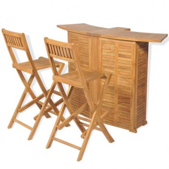 ARDEBO.de - 3-tlg. Bistro-Set mit Klappstühlen Massivholz Teak