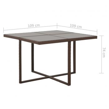 5-tlg. Garten-Essgruppe mit Auflagen Poly Rattan Braun