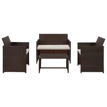 ARDEBO.de - 4-tlg. Garten-Lounge-Set mit Auflagen Poly Rattan Braun