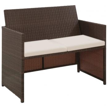 4-tlg. Garten-Lounge-Set mit Auflagen Poly Rattan Braun