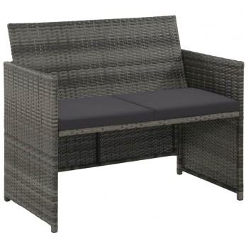 ARDEBO.de - 2-Sitzer-Gartensofa mit Polstern Grau Poly Rattan