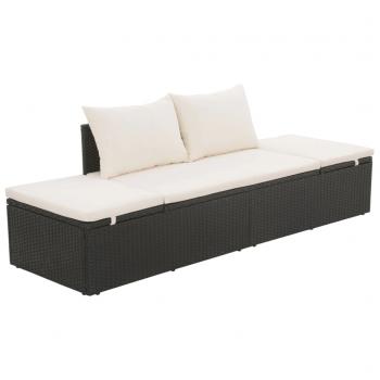 ARDEBO.de - Gartenbett Schwarz 195×60 cm Poly Rattan