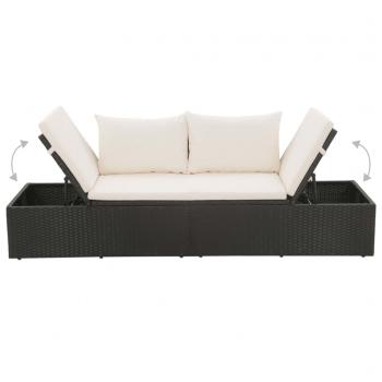 Gartenbett Schwarz 195×60 cm Poly Rattan