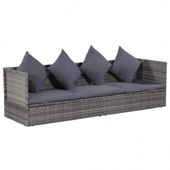 ARDEBO.de - Garten-Sofabett 200x60 cm Poly Rattan Grau