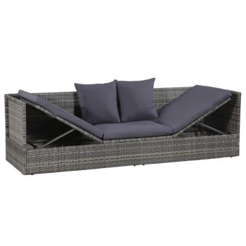 Garten-Sofabett 200x60 cm Poly Rattan Grau