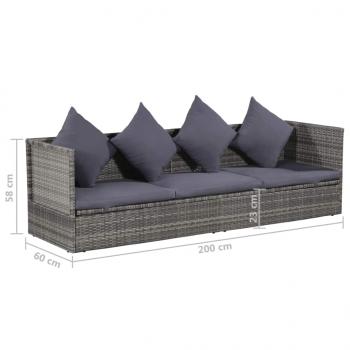 Garten-Sofabett 200x60 cm Poly Rattan Grau