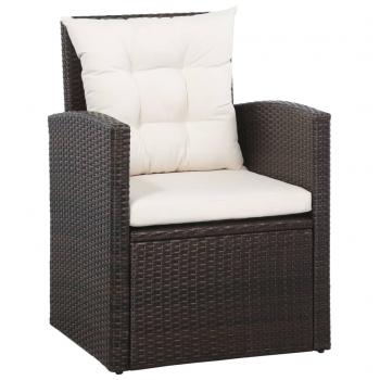 5-tlg. Garten-Lounge-Set mit Auflagen Poly Rattan Braun