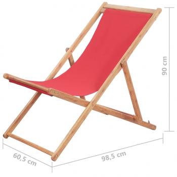 Strandstuhl Klappbar Stoff und Massivholz Rot