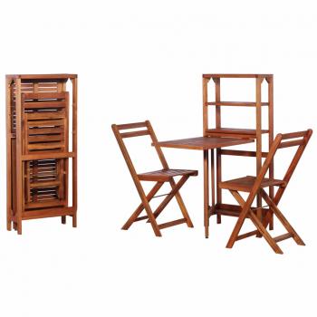 ARDEBO.de - 3-tlg. Bistro-Set Klappbar Massivholz Akazie