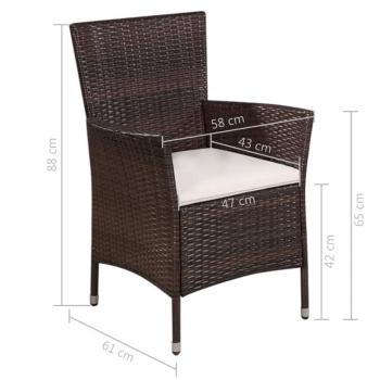 Gartenstuhl und Hocker mit Polstern Poly Rattan Braun