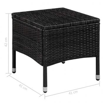 Gartenstuhl und Hocker mit Polstern Poly Rattan Schwarz