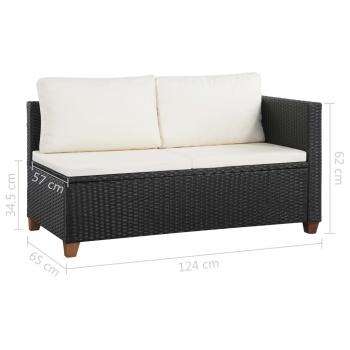 4-tlg. Garten-Lounge-Set mit Auflagen Poly Rattan Schwarz