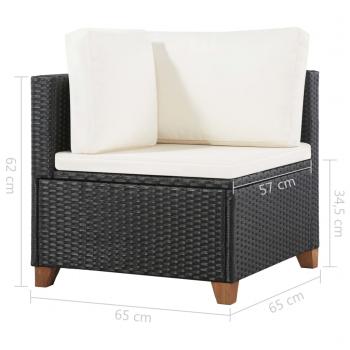 4-tlg. Garten-Lounge-Set mit Auflagen Poly Rattan Schwarz