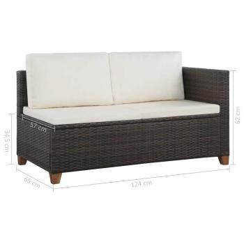 4-tlg. Garten-Lounge-Set mit Kissen Poly-Rattan Braun