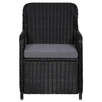 Gartenstühle mit Polster 2 Stk. Poly Rattan Schwarz  