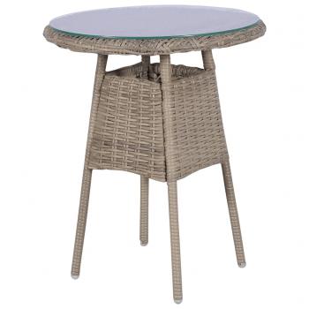 3-tlg. Bistro-Set mit Kissen Poly Rattan Braun