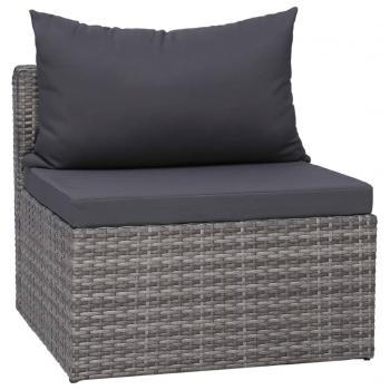 8-tlg. Garten-Lounge-Set mit Auflagen Poly Rattan Grau