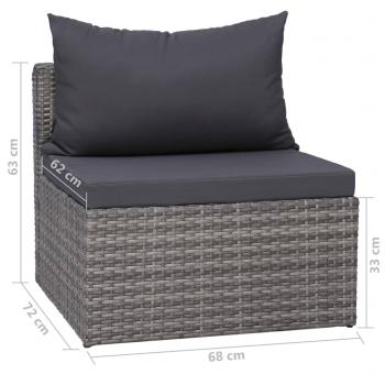 8-tlg. Garten-Lounge-Set mit Auflagen Poly Rattan Grau