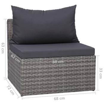 6-tlg. Garten-Sofagarnitur mit Polstern&Kissen Poly Rattan Grau 