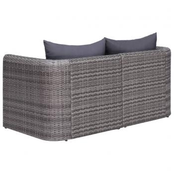 Garten-Ecksofas 2 Stk. Grau Poly Rattan