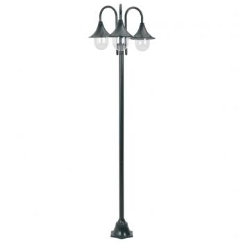 ARDEBO.de - Garten-Pollerleuchte E27 220 cm Aluminium 3-Laterne Dunkelgrün