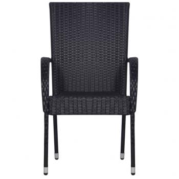 Stapelbare Gartenstühle 2 Stk. Poly Rattan Schwarz