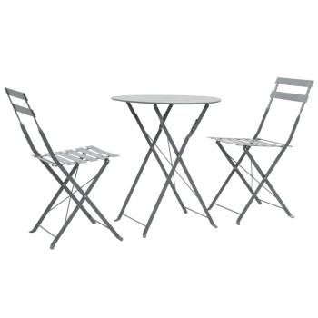 ARDEBO.de - 3-tlg. Bistro-Set Stahl Grau