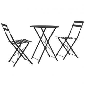 ARDEBO.de - 3-tlg. Bistro-Set Stahl Schwarz