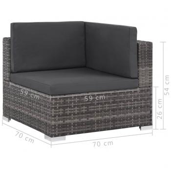 8-tlg. Garten-Lounge-Set mit Auflagen Poly Rattan Grau