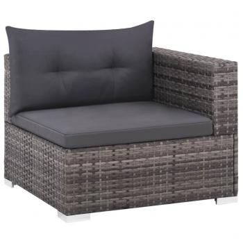 3-tlg. Garten-Lounge-Set mit Auflagen Poly Rattan Grau