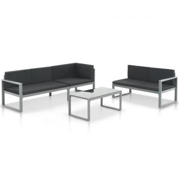 ARDEBO.de - 3-tlg. Garten-Lounge-Set mit Kissen Aluminium Schwarz