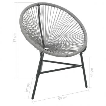 Garten-Mondstuhl Poly-Rattan Grau