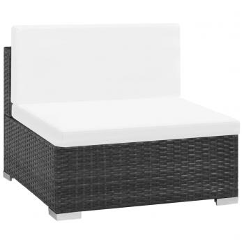 6-tlg. Garten-Lounge-Set mit Auflagen Poly Rattan Schwarz