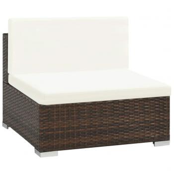 6-tlg. Garten-Lounge-Set mit Auflagen Poly Rattan Braun