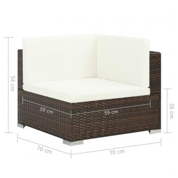 6-tlg. Garten-Lounge-Set mit Auflagen Poly Rattan Braun