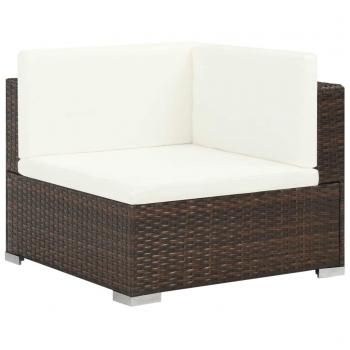 6-tlg. Garten-Lounge-Set mit Auflagen Poly Rattan Braun