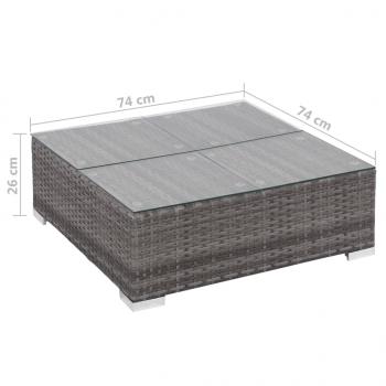 6-tlg. Garten-Lounge-Set mit Auflagen Poly Rattan Grau