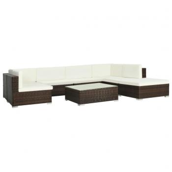 ARDEBO.de - 8-tlg. Garten-Lounge-Set mit Auflagen Poly Rattan Braun